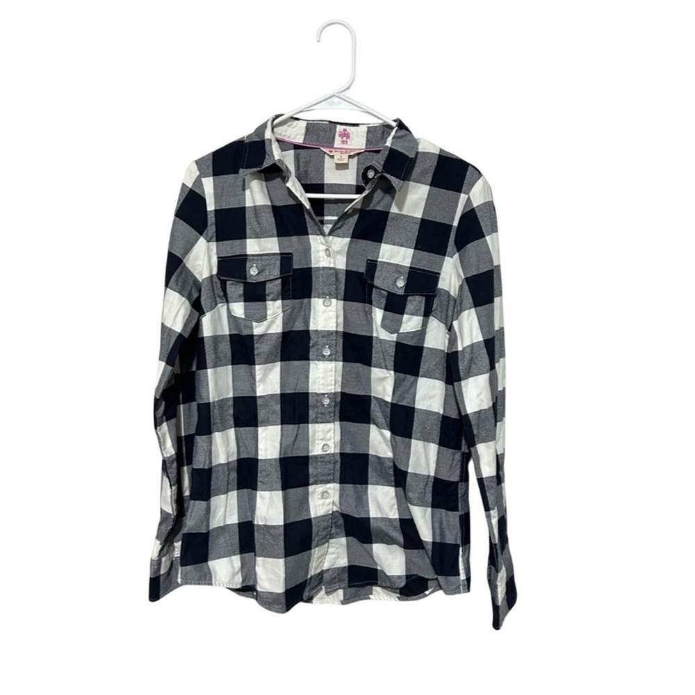 Brooks Brothers‎ Fleece Black White Plaid Fleece Button Down Shirt Size 6